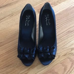 Navy satin 3 inch heels